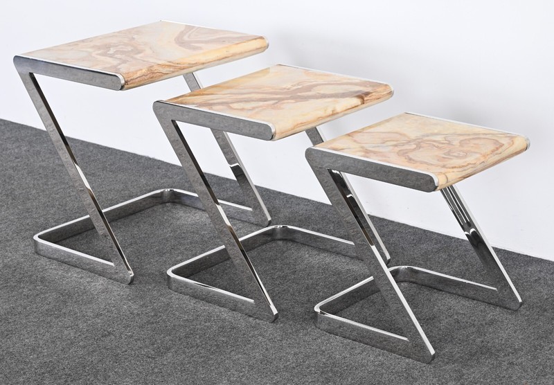 Brueton Onyx and Stainless Steel Nesting Tables, 1980s gallery
