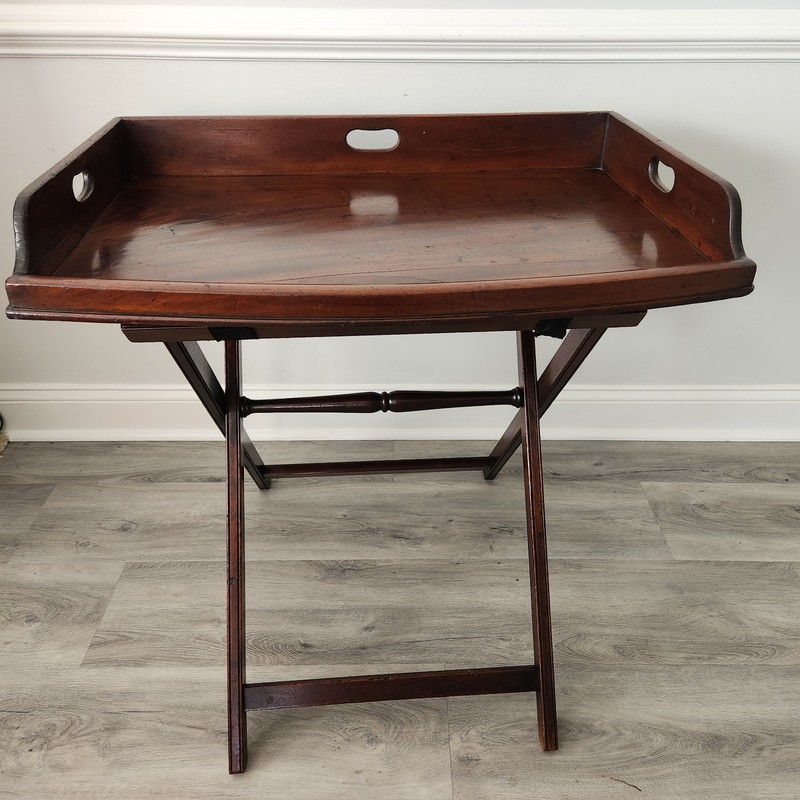 18th Century Butler's tray with stand circa 1810 with Deep patina. gallery