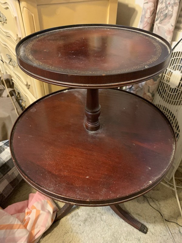 Merman Mahogany 2 Tier Round Cupcake/ Dumpwaiter Table