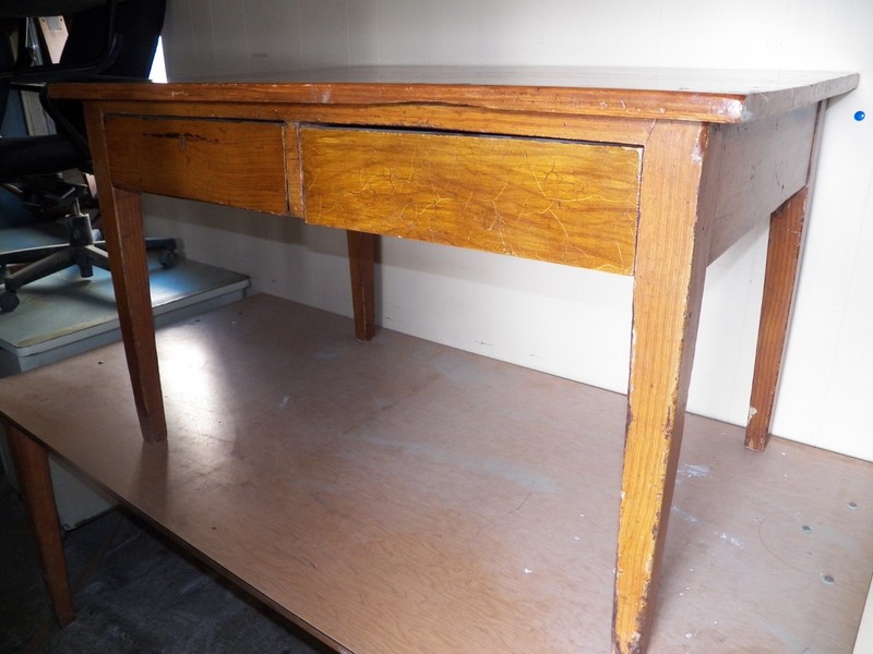 Antique Grain Painted 2 Drawer Kitchen work table Farm dining Old Finish island gallery