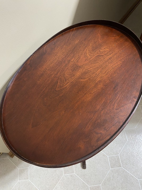 Vintage / Mid-Century MERSMAN Lyre Harp Base Oval Side Table gallery