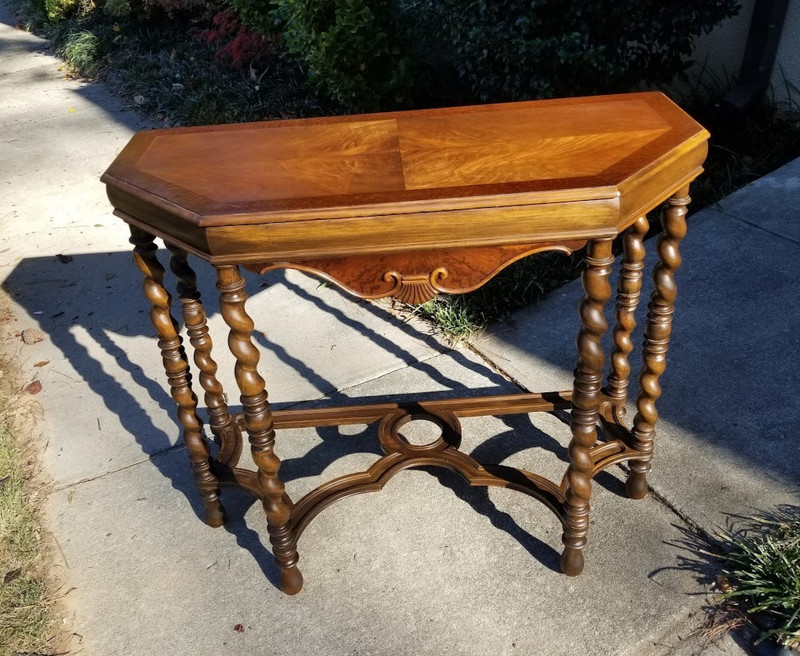 Antique Mahogany & Burl English Barley Twist Parlor Table Exceptional FREE SHIP
