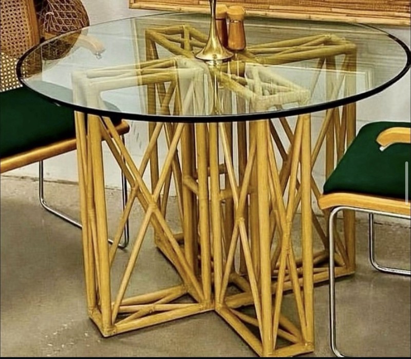 Vintage Boho Bamboo Dining Table Base