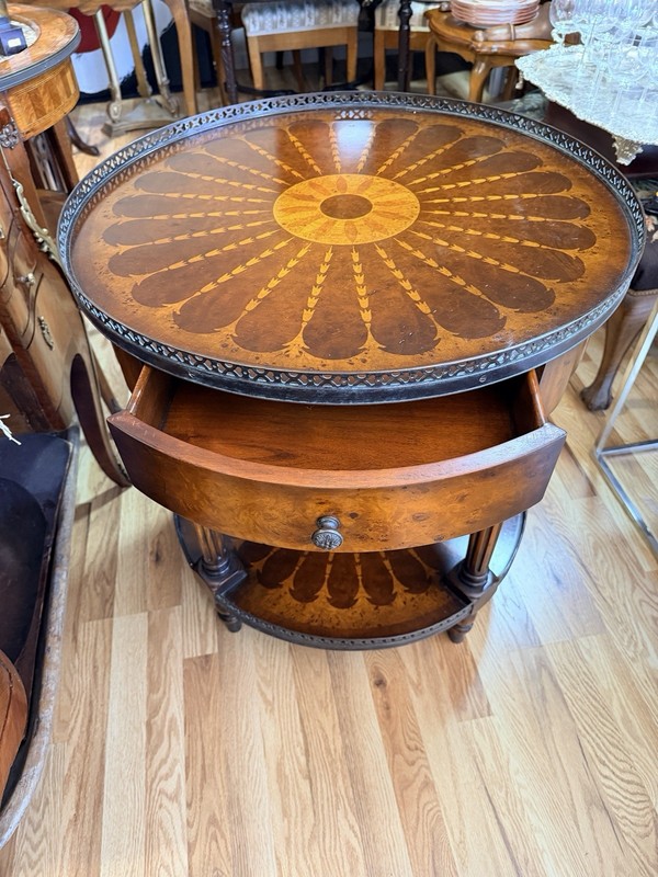 THEODORE ALEXANDER Inlaid 2 Tier Mixed Wood End Table Gallery gallery