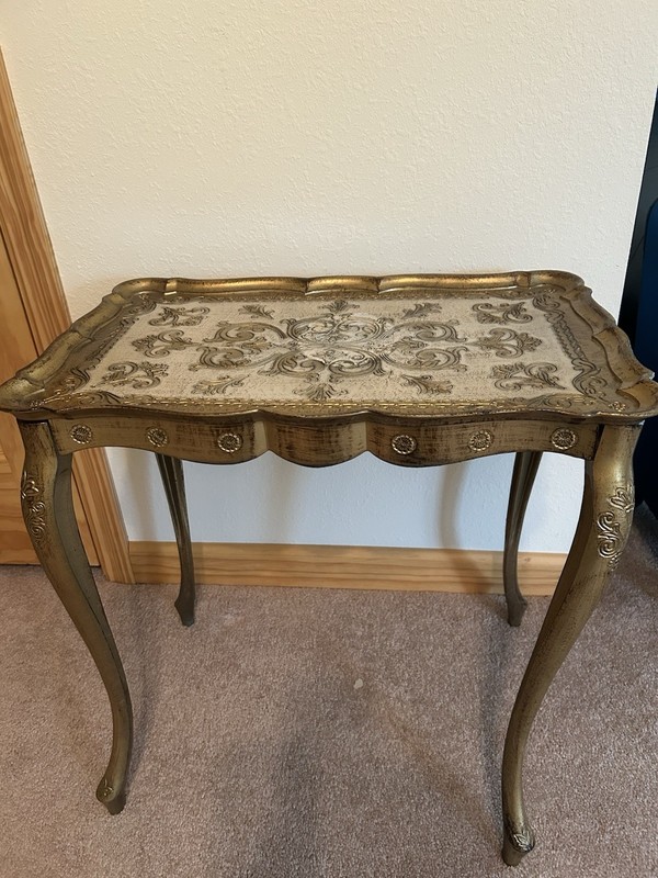 Vintage Italian Florentine Side Table With Gold Baroque