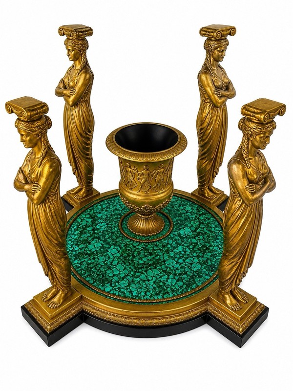 A Large Neo Classical Style Gilt Bronze & Vivid Green Malachite Center Table gallery