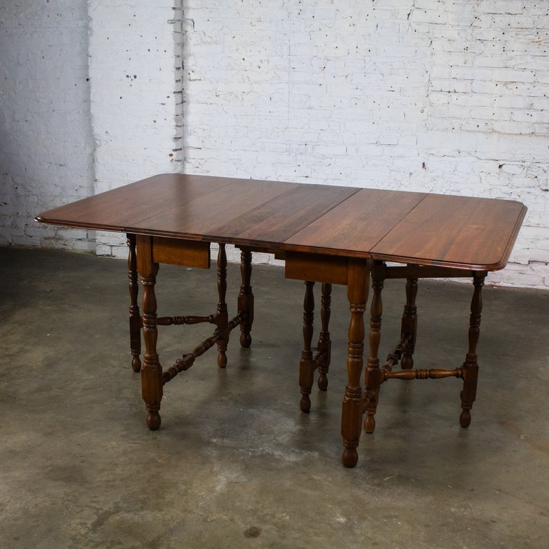 William Mary Style Dining Table Walnut Drop Leaf Expanding Gateleg by Abernathy gallery
