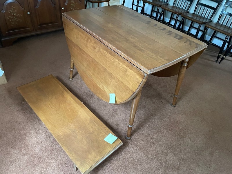 Antique Cushman Colonial Oval Drop Leaf Dining Table With Insert And Cover