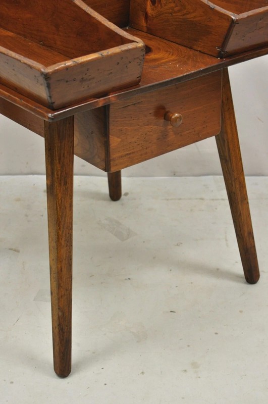 Vintage Pine Wood Primitive French Country Cobblers Work Stand Side Table gallery