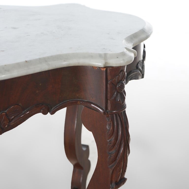 Victorian Rosewood & Marble Top Parlor Table C1890 gallery