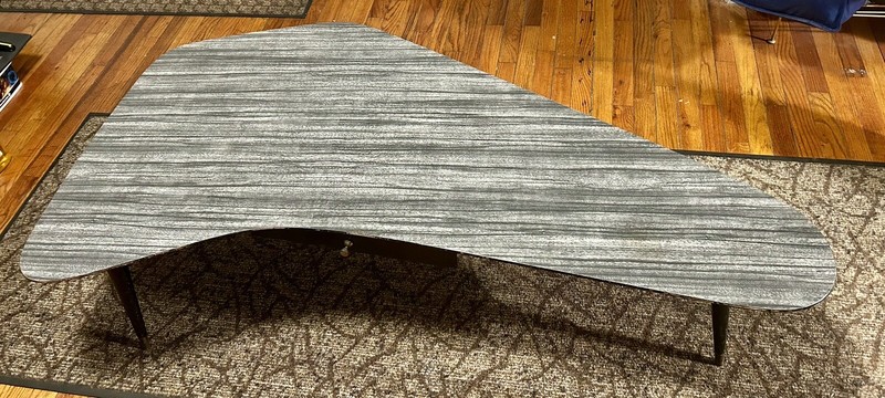 Mid Century Modern Kidney Style Coffee Table Grey Finish gallery