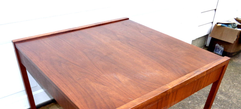 MID CENTURY MODERN WALNUT LARGE SIDE TABLE, COFFEE TABLE, EDWARD WORMLEY? SOLID. gallery