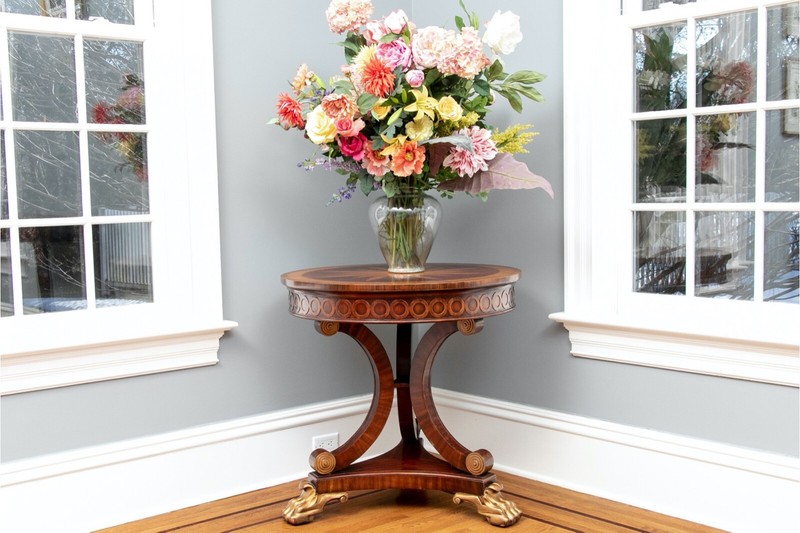Maitland Smith Compass Inlaid Hand Carved Mahogany Occasional Pedestal Table gallery
