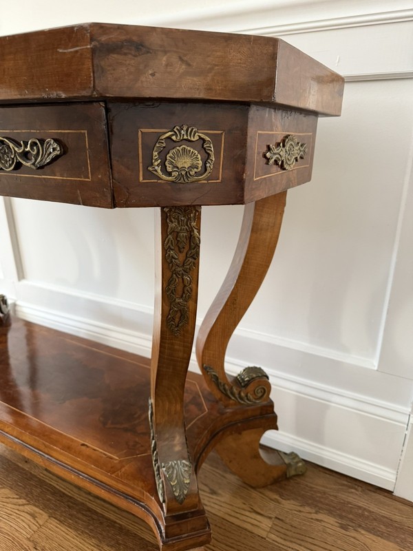 19th Century French Louis XVI Style Brass claw feet Mounted Empire Style Table gallery