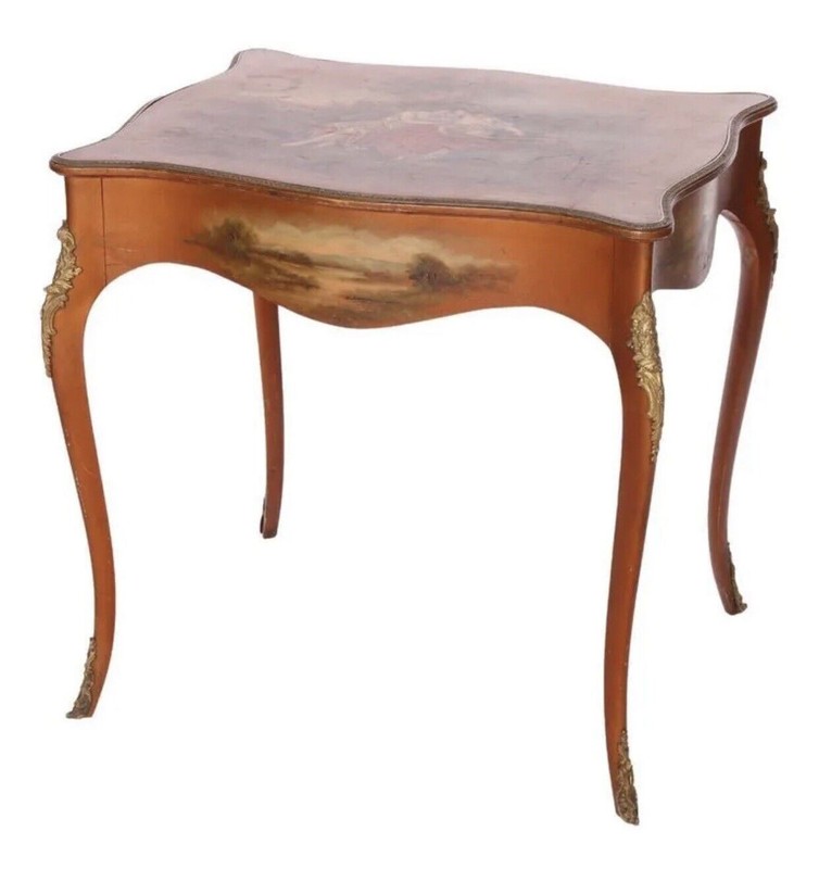 Antique Vernis Martin Style Paint Decorated Table with Bronze Ormolu Mounts