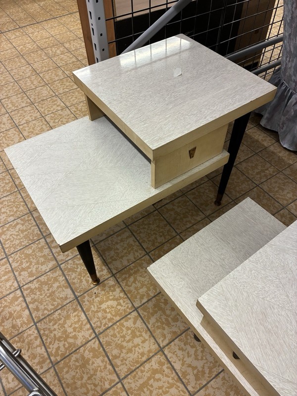 Vintage Atomic MCM Retro Formica Coffee Table & 2 Tier Step End Table gallery