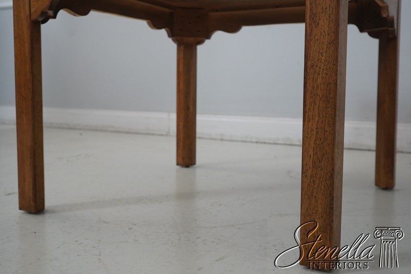 68801: DREXEL Oak Rustic Square Brass Band Lamp Table gallery