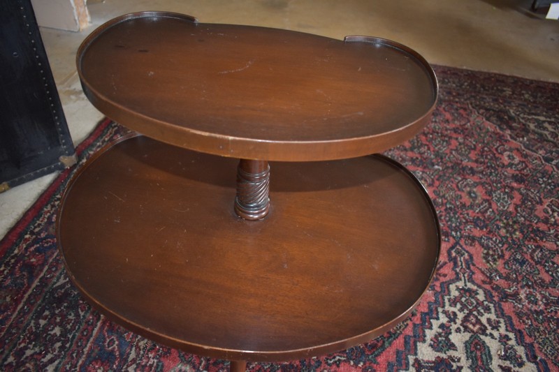 Antique Federal 2 Tier Mahogany Dumbwaiter Side Accent Dessert Table Lamp Stand gallery