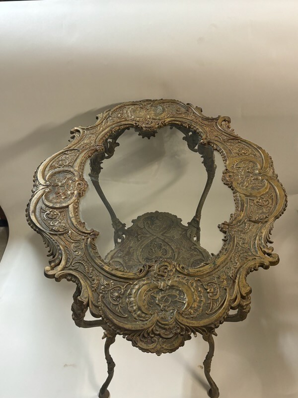 Antique Victorian Style Painted Cast Iron And Decorated Table