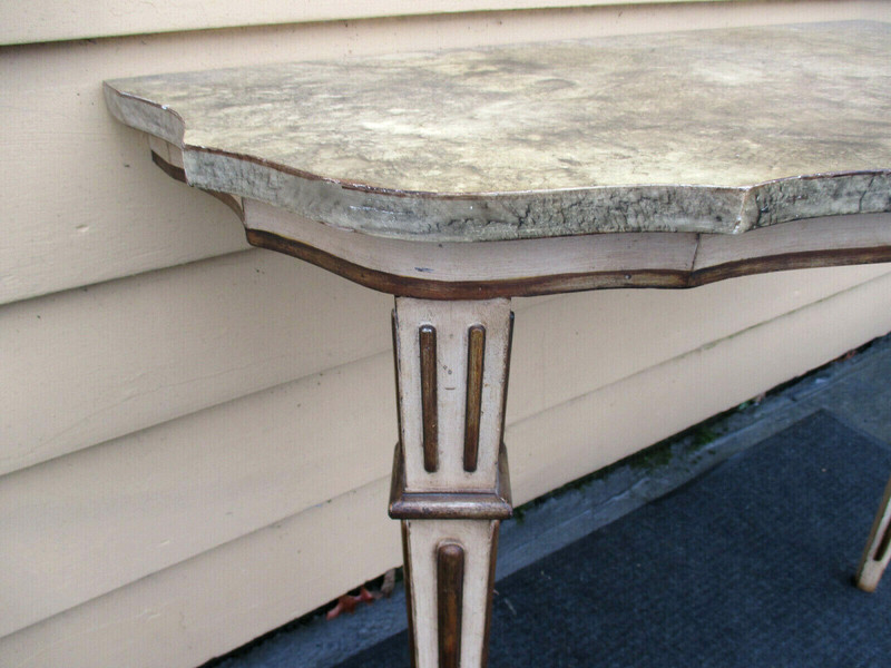 52535 Mid Century WOOD Decorator Console Wall Table Stand gallery