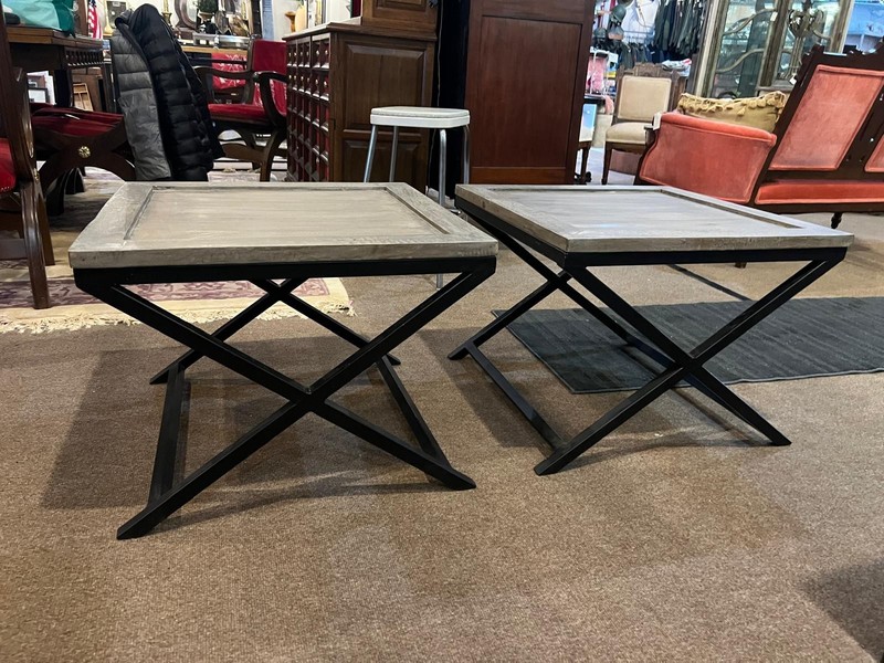 Vintage Wood & Iron Side Tables gallery