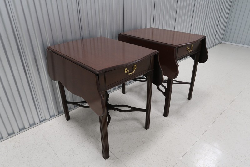 Pair Councill Mahogany Chippendale Drop Leaf Large End Tables gallery