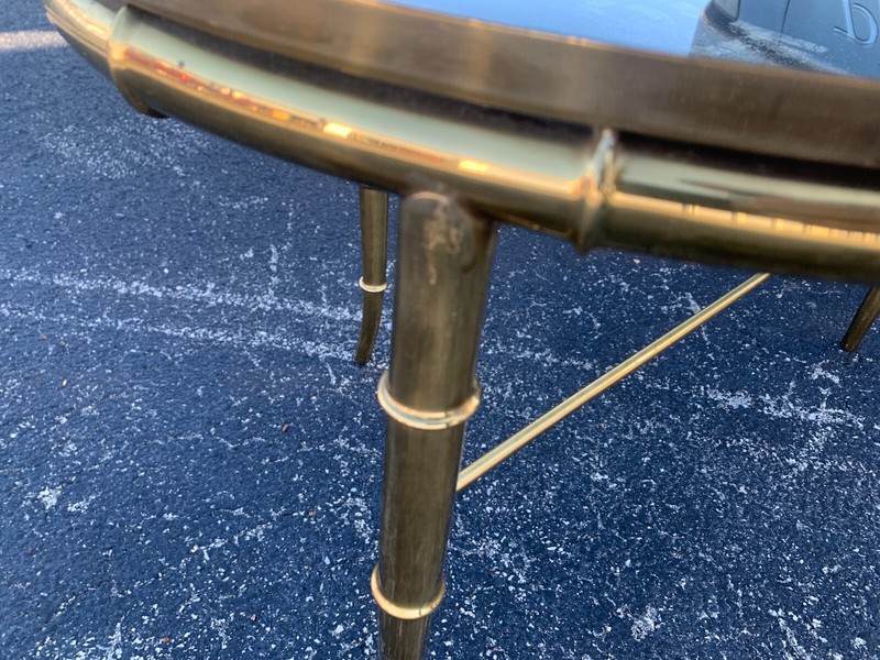 1970s Mastercraft Brass and Faux Bamboo Coffee Table gallery