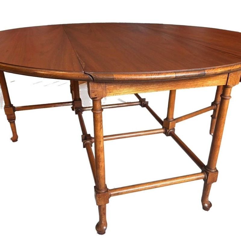 Vintage Baker Furniture Burled Walnut Gate Leg Drop Leaf Table