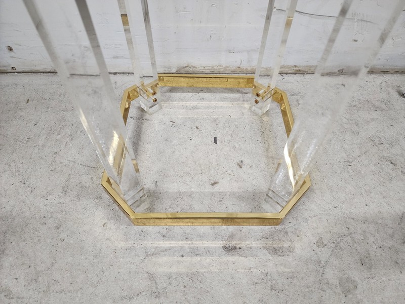 Lucite Pedestal Display Stand CHARLES HOLLIS JONES Style 24 Karat Gold Plated gallery