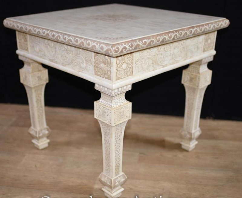 Chinese Side Table Ornate Bone Occasional Tables