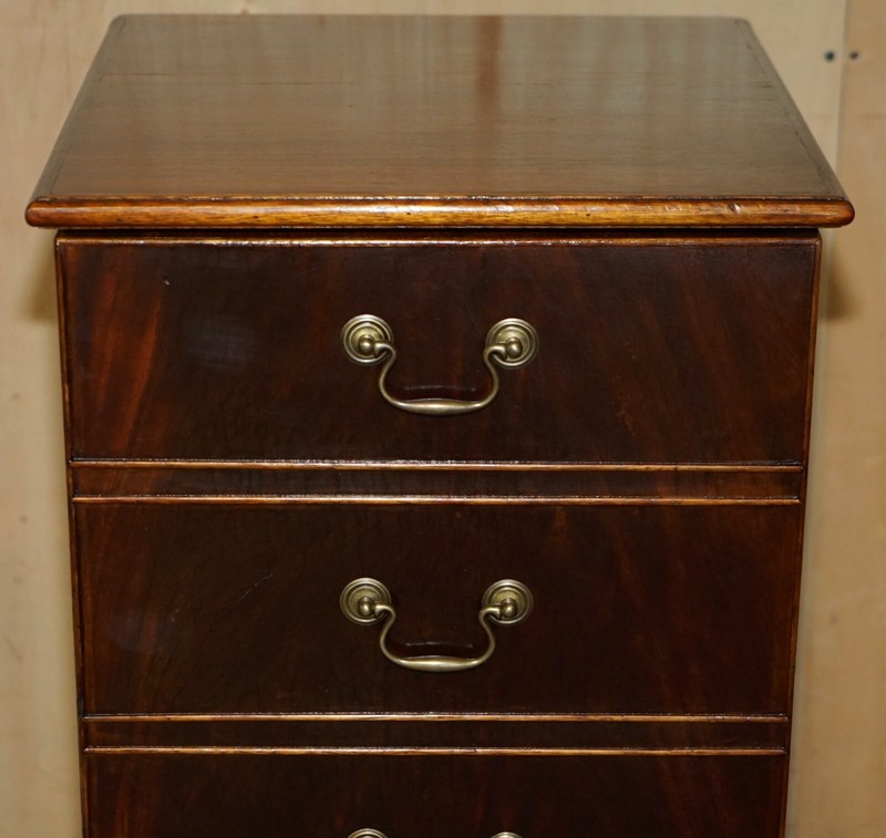 VINTAGE MID CENTURY MODERN FLAMED MAHOGANY RECORD PLAYER MEDIA CABINET gallery