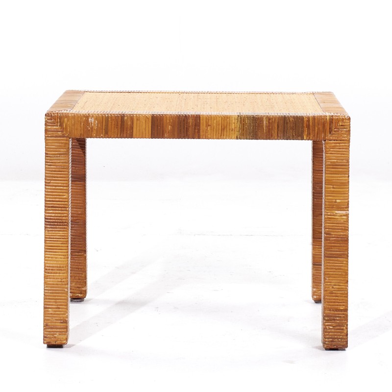 Bielecky Brothers Mid Century Rattan, Cane and Brass Side End Table gallery