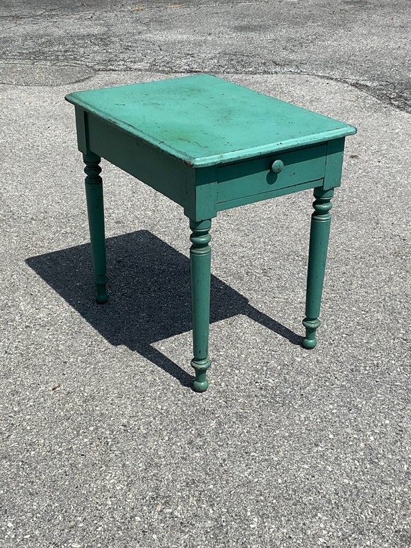 antique greem paint work table night stand drawer sheraton folk art 1830 gallery