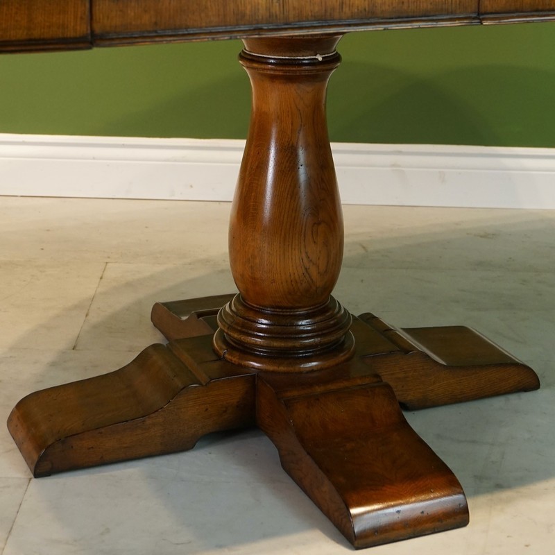 Beautiful 7' transitional Oak oval round pedestal dining Kitchen table gallery