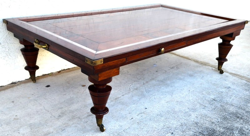 MCM Vintage Wood Inlay Extendable Coffee Table Rolling gallery