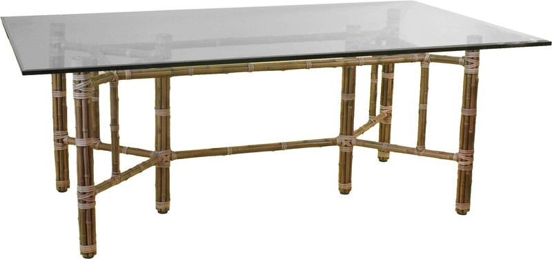 Mid Century Hollywood Regency Rectangular Bamboo Dining Table by McGuire With Gl gallery