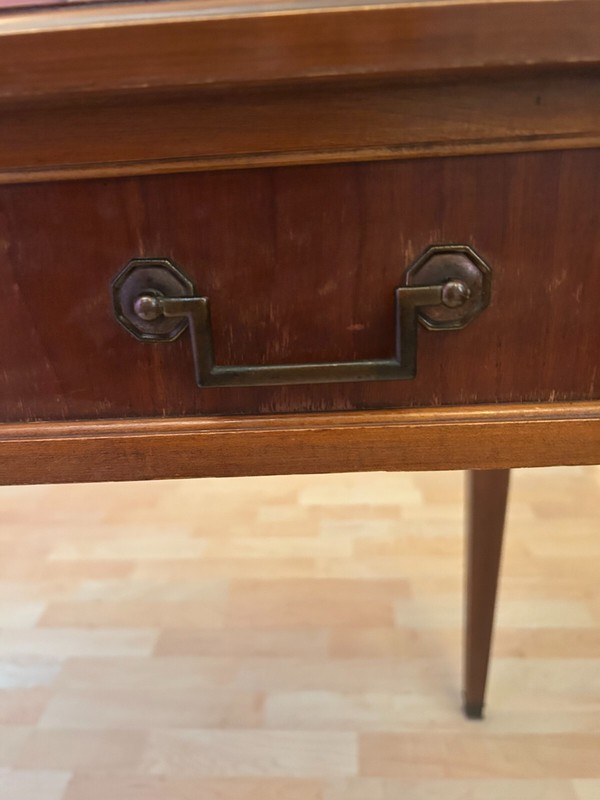 1930s Art Deco Console Table – Antique Extensole Hickory Mahogany Inlay Desk gallery