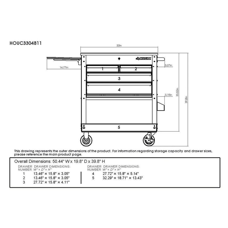 33 in 4-Drawer Mechanics Cart with Extended Side Table and Bottle Tray gallery