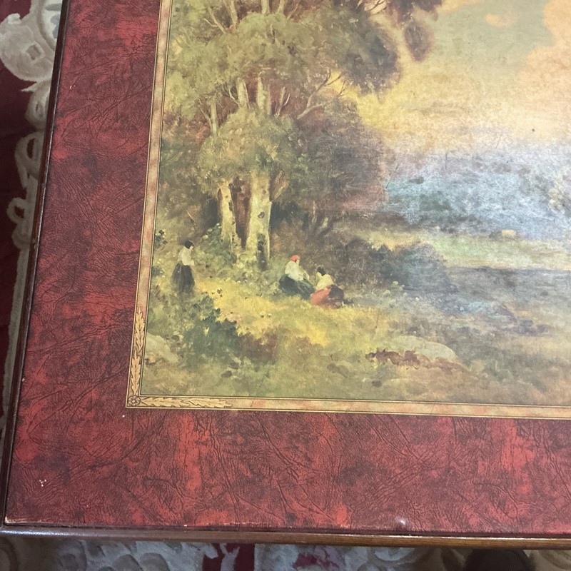 Vtg( 1950s) WOOD PAINTED FOLDING BRIDGE TABLE/FIREPLACE SCREEN,30”Square,27” H gallery
