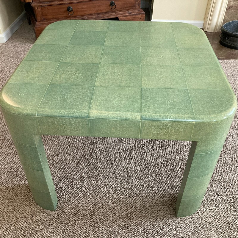 Rare Vintage Karl Springer circa 1970s Faux Green Shagreen Table