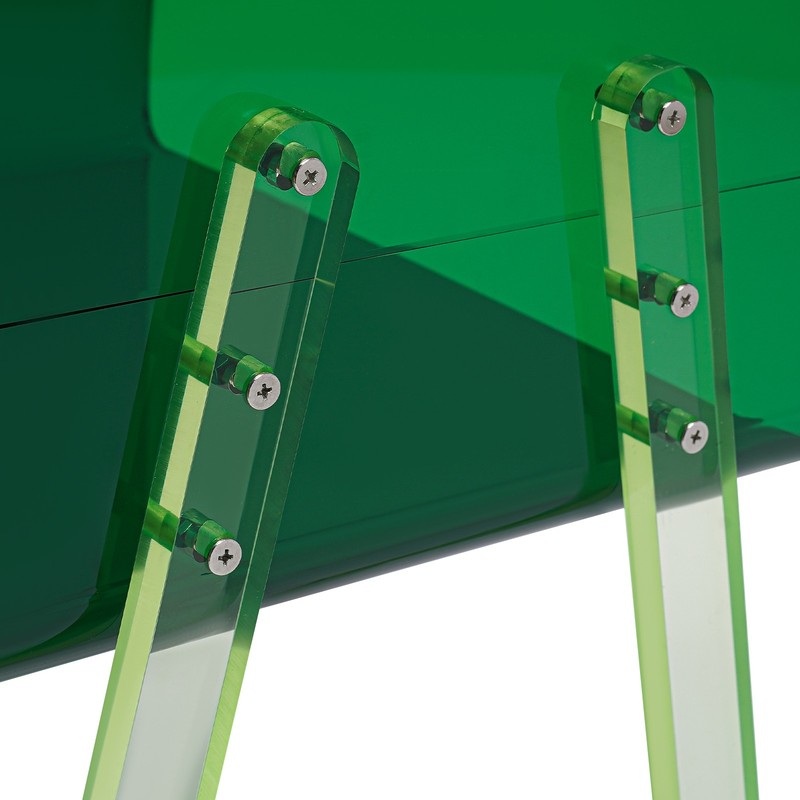 Green Acrylic Side Table Minimalist Sleek Edges for Living Room Bedroom Decor gallery