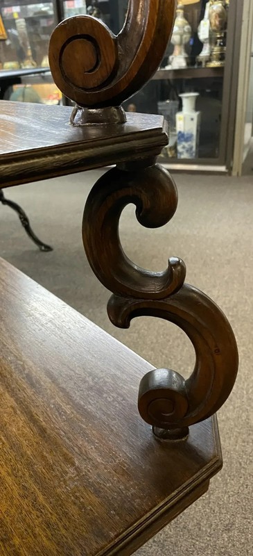 Regency Style Three Tier Mahogany Table with Pedestal Base gallery