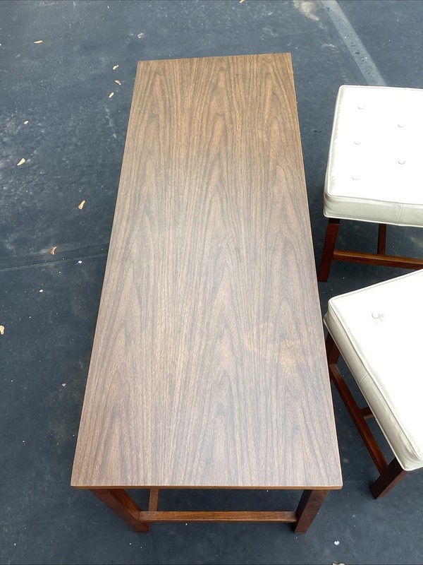 Mid-Century JENS RISOM for Lapine-Snyder Walnut Low Table w/ Matching Stools gallery