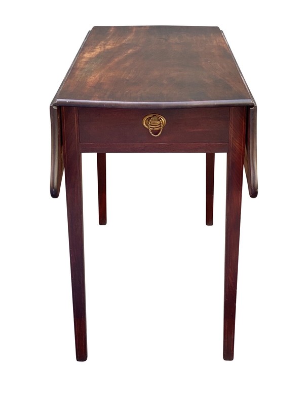 IMPORTANT ANTIQUE HEPPLEWHITE CONNECTICUT CHERRY INLAID DROPLEAF PEMBROKE TABLE gallery