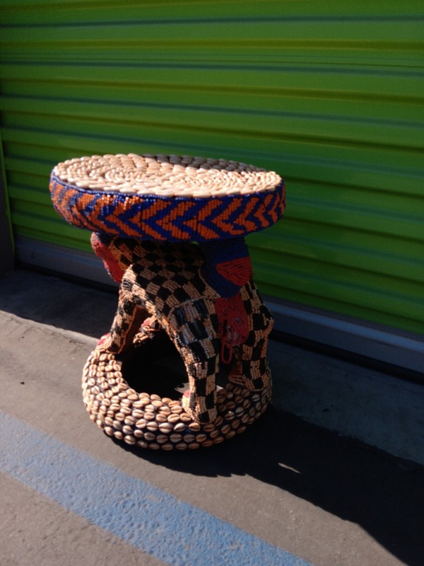 Med Nobility Beaded Wood Bamileke Throne /Table/ Stool Cameroon 14"w 18"×15" D gallery