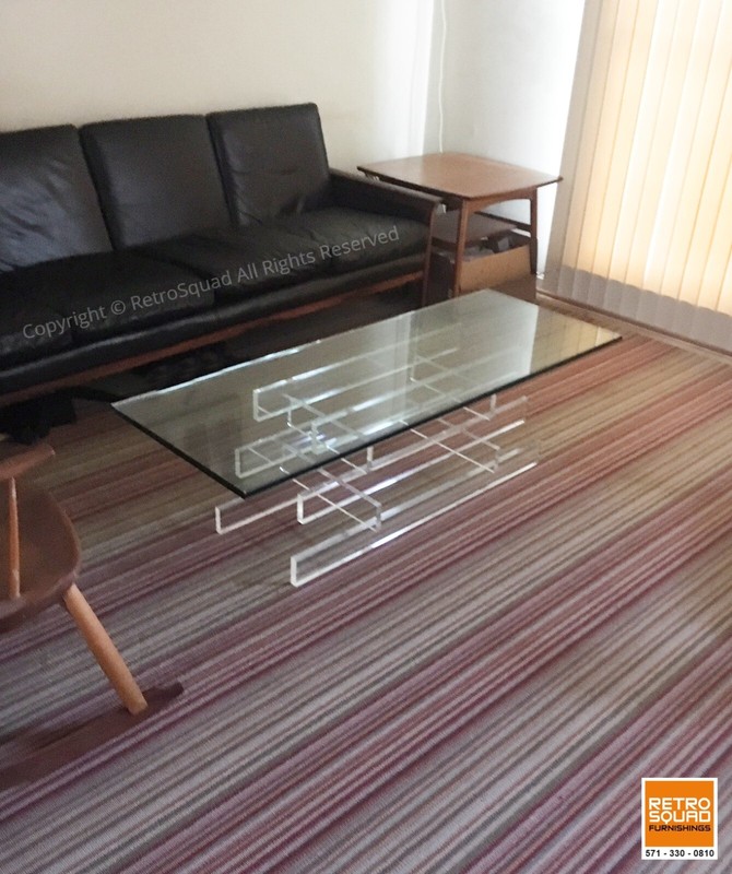 Danish Modern Lucite & Glass Coffee Table Style of Karl Springe Mid Century MCM