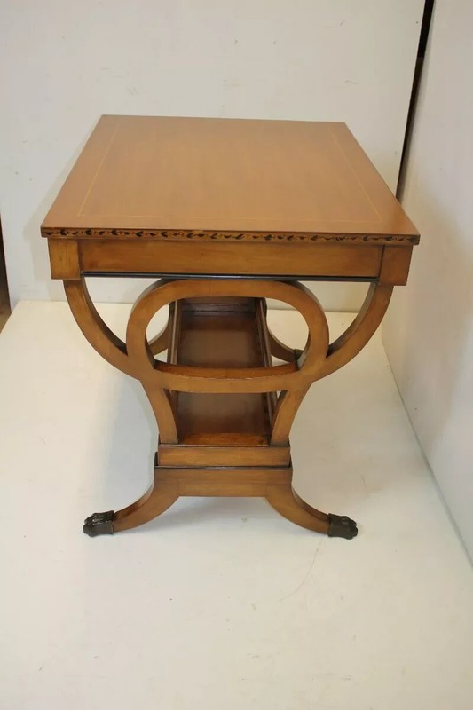 Regency Style Cherry Side End Table with One Drawer Magazine Rack gallery