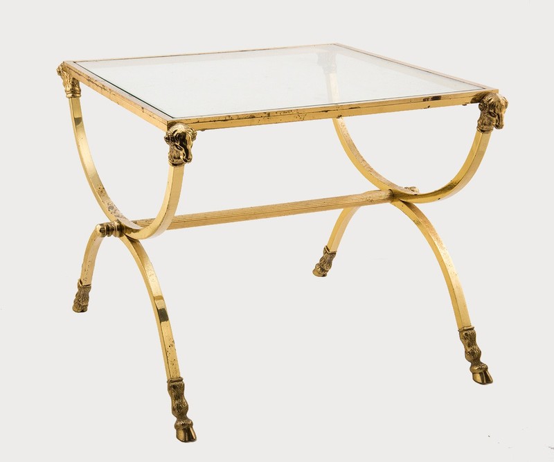 Vintage Maison Jansen Ram Brass Side Table
