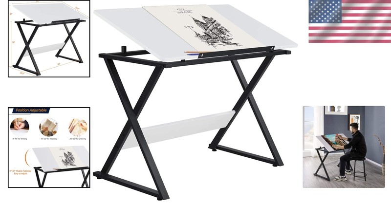 Stylish Adjustable Drafting Table with Multi-Angle Desk Surface for Art & Study gallery
