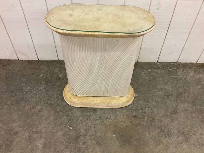 Tessellated Fossil Stone, Split Pencil Reed Side Table Maitland Smith Style gallery